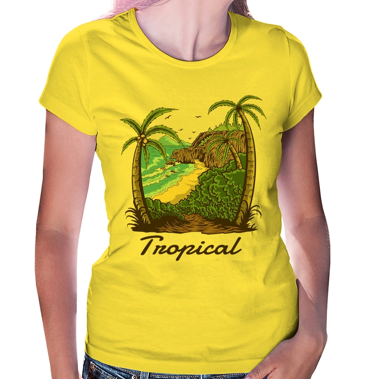 Baby Look Tropical Beach - Amarela