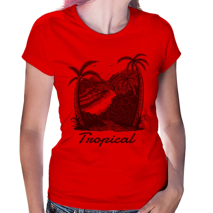 Baby Look Tropical Beach - Vermelha