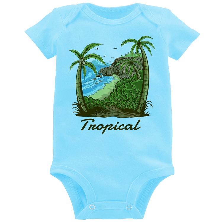 Body Bebê Tropical Beach - Azul Bebê