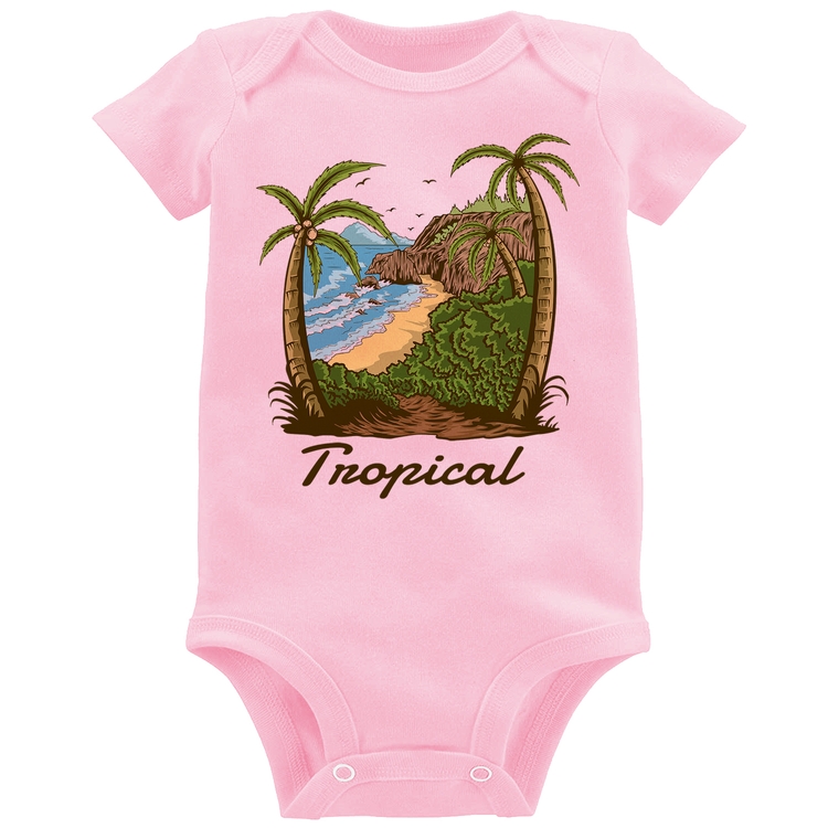Body Bebê Tropical Beach - Rosa Bebê