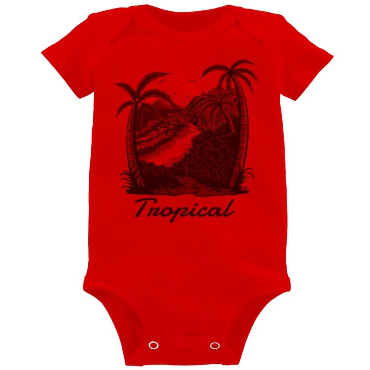 Body Bebê Tropical Beach - Vermelho