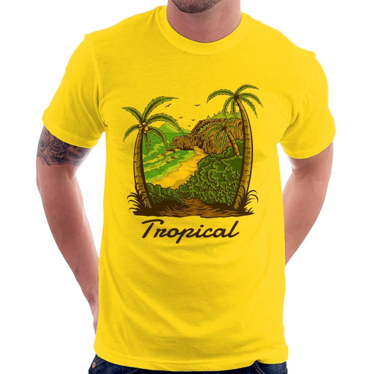 Camiseta Tropical Beach - Amarela