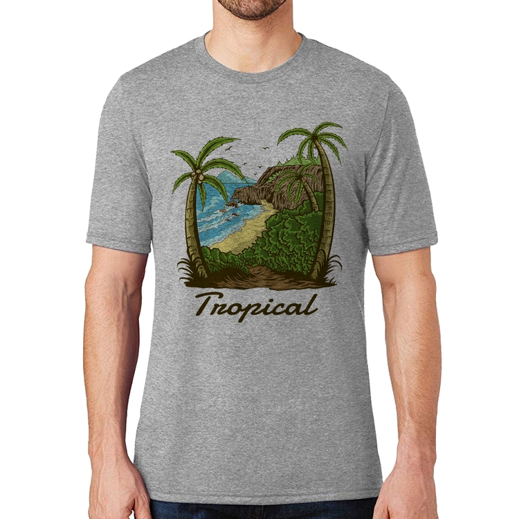 Camiseta Tropical Beach - Cinza