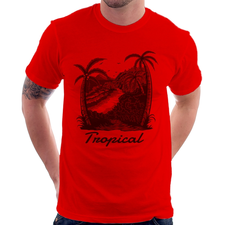 Camiseta Tropical Beach - Vermelha