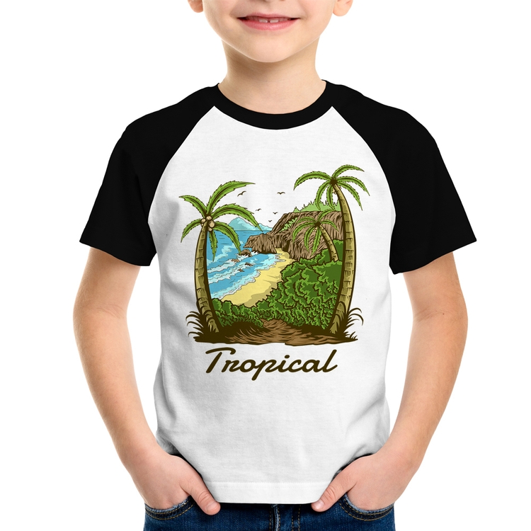 Camiseta Raglan Infantil Tropical Beach