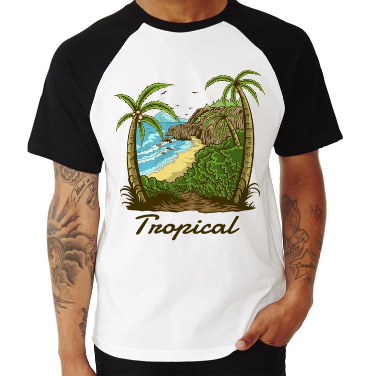 Camiseta Raglan Tropical Beach