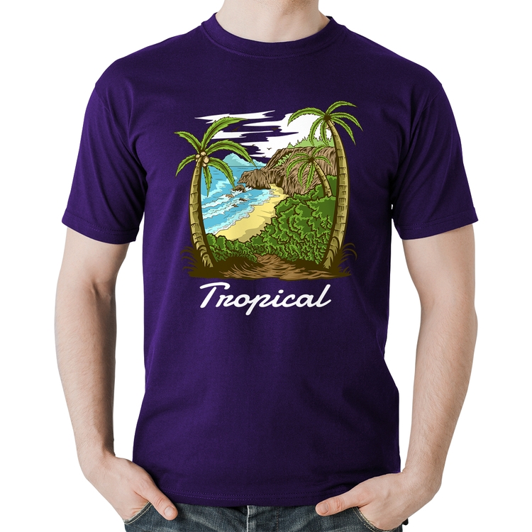 Camiseta Algodão Tropical Beach - Roxa