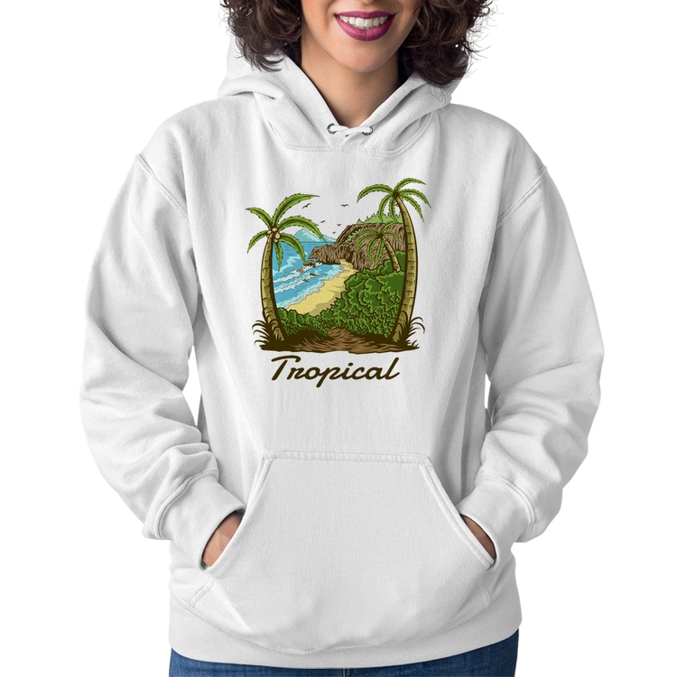 Moletom Feminino Tropical Beach - Branco