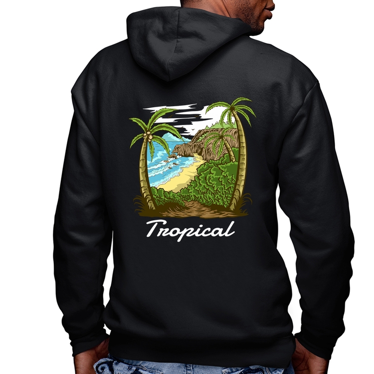Blusa Moletom Tropical Beach Masculina com Capuz e Zíper