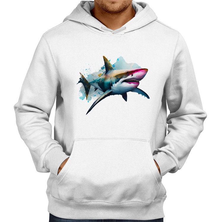 Moletom Tubarão Watercolor - Branco