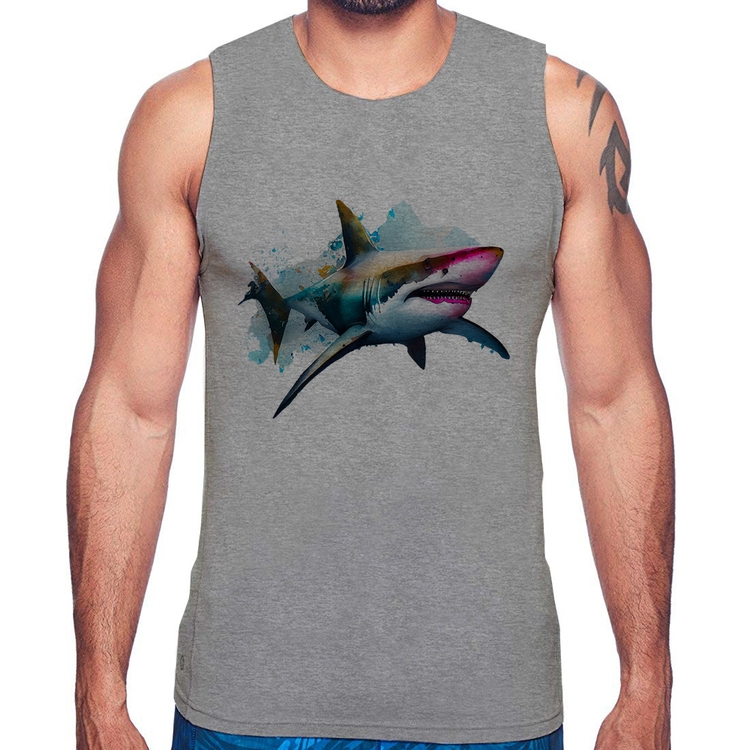 Regata Tubarão Watercolor - Cinza