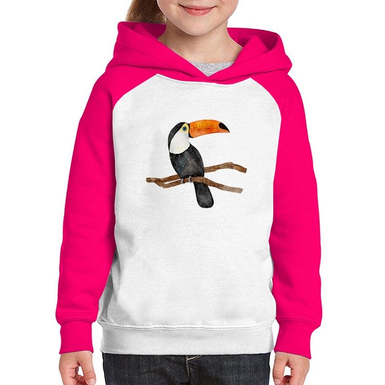 Moletom Infantil Tucano - Branco/Rosa