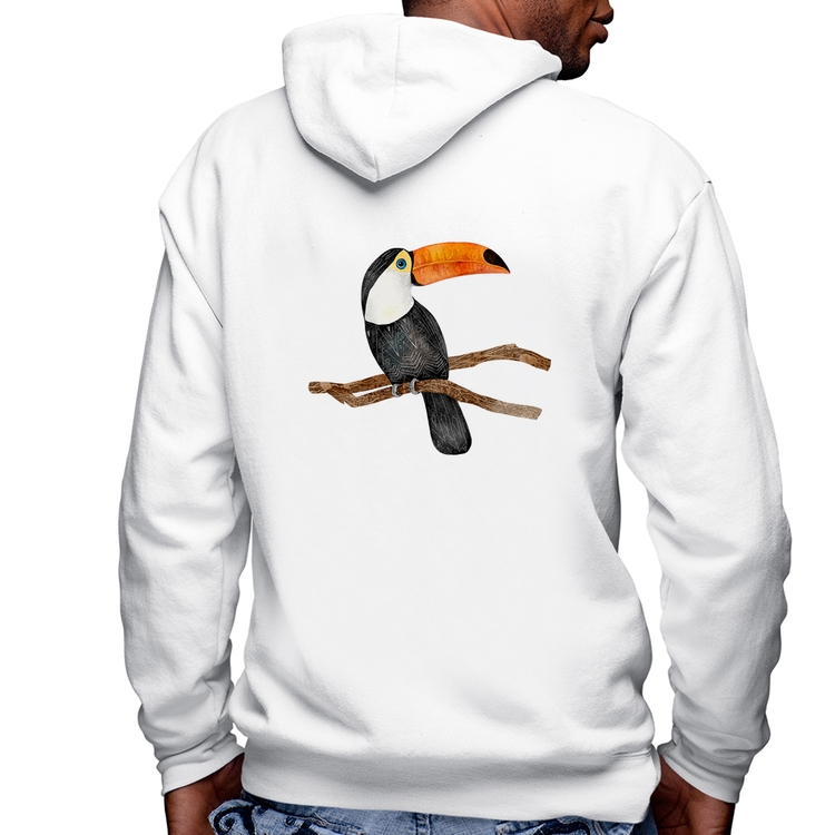 Blusa Moletom Tucano Masculina com Capuz e Zíper - Branca