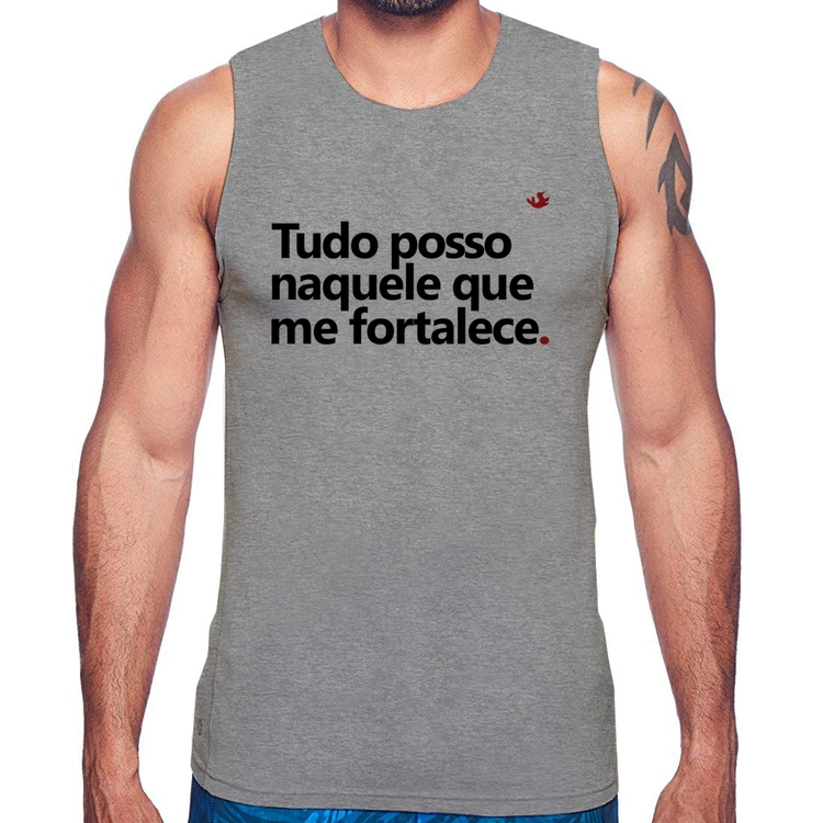 Regata Tudo posso naquele que me fortalece - Cinza