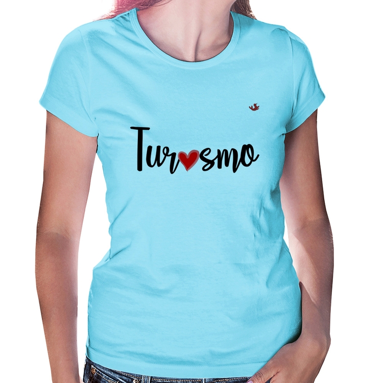 Baby Look Turismo por amor - Azul Bebê