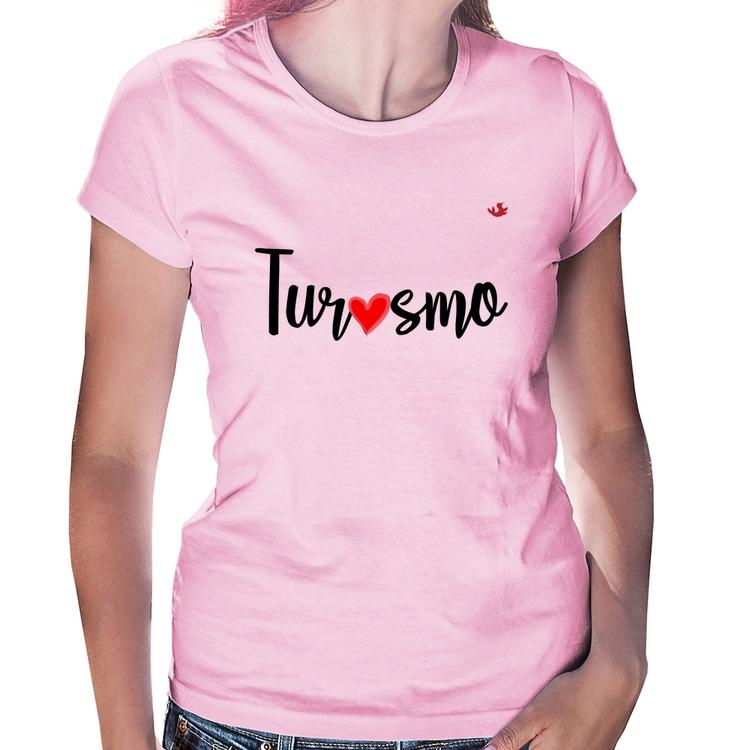 Baby Look Turismo por amor - Rosa Bebê