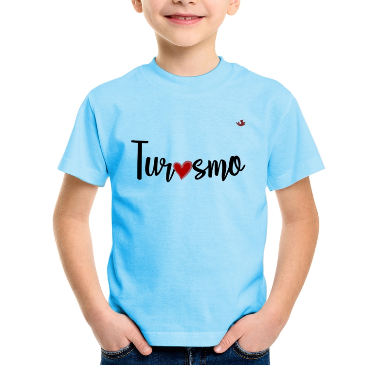 Camiseta Infantil Turismo por amor - Azul Bebê
