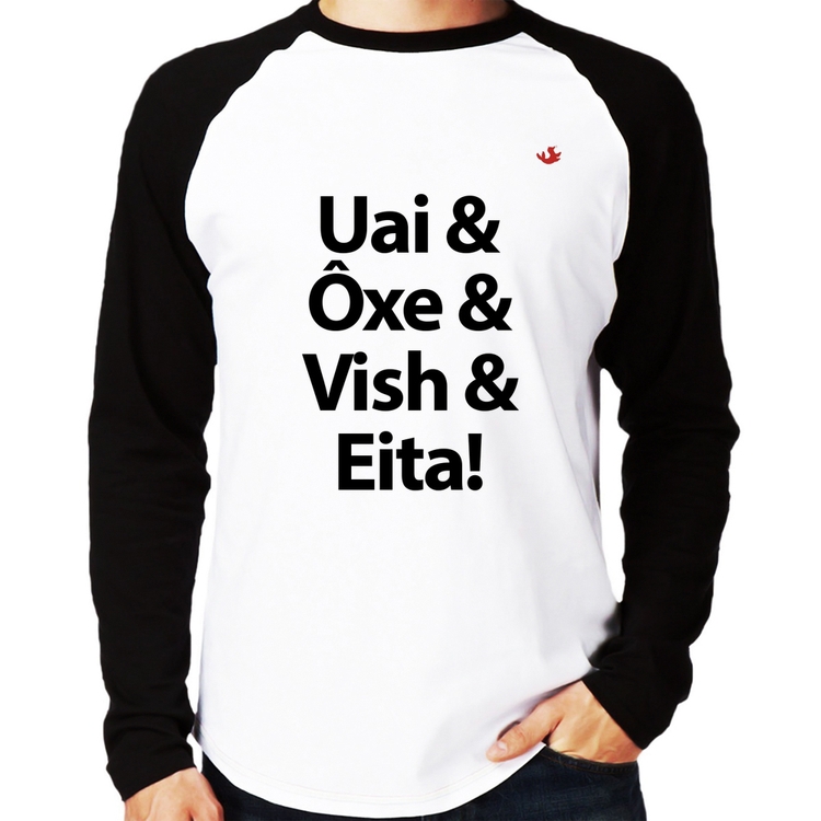 Camiseta Raglan Uai & Ôxe & Vish & Eita! Manga Longa