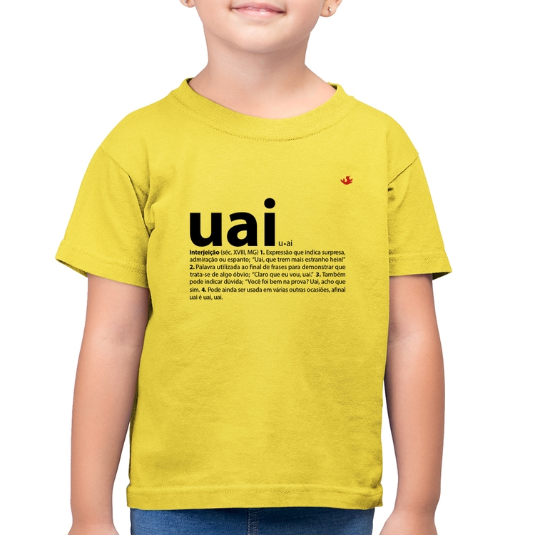 Camiseta Algodão Infantil Uai - Significado - Amarelo Canário