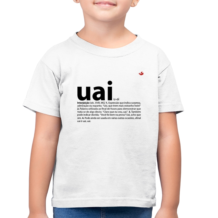 Camiseta Algodão Infantil Uai - Significado - Branca