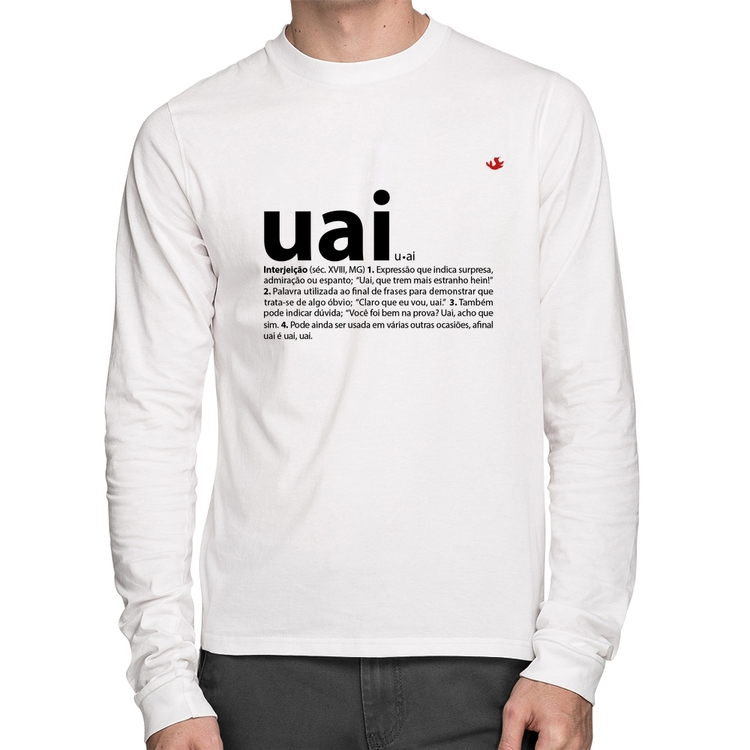 Camiseta Algodão Uai - Significado Manga Longa - Branca