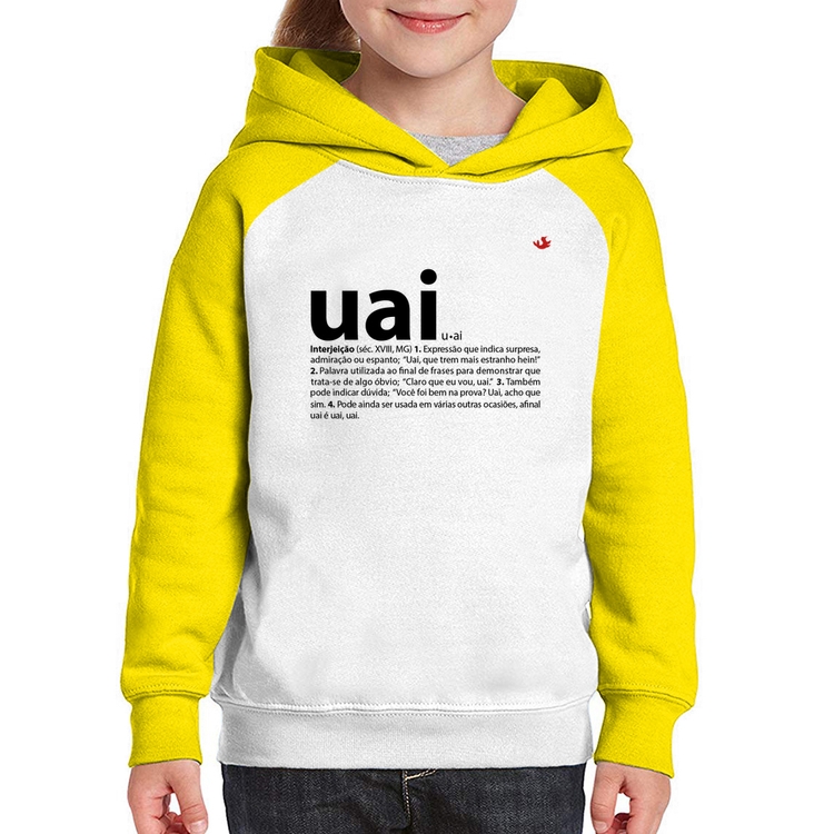 Moletom Infantil Uai - Significado - Branco/Amarelo