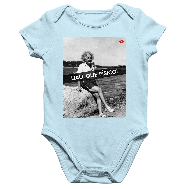 Body Bebê Algodão Uau, que físico - Azul Bebê