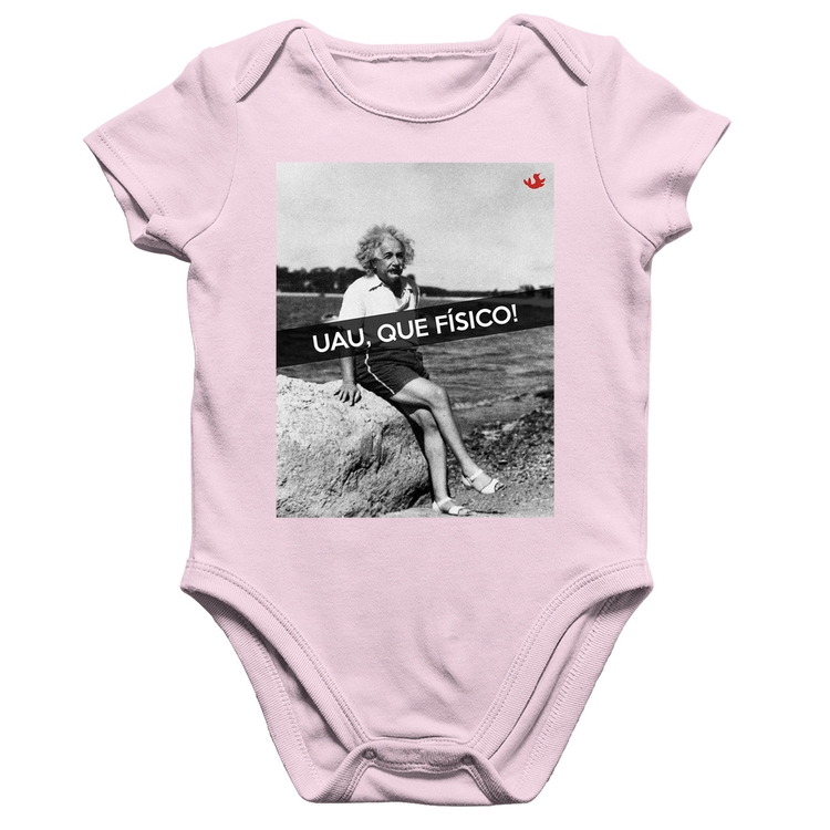 Body Bebê Algodão Uau, que físico - Rosa Bebê