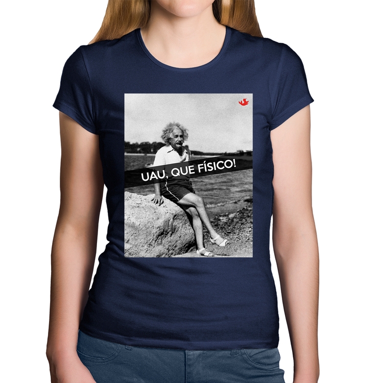 Baby Look Algodão Uau, que físico - Marinho