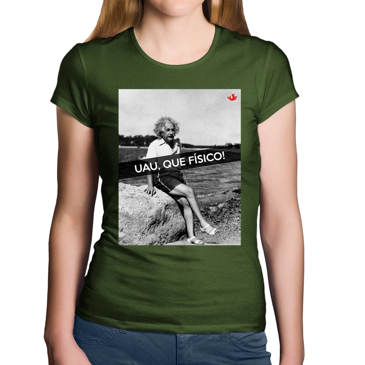 Baby Look Algodão Uau, que físico - Musgo