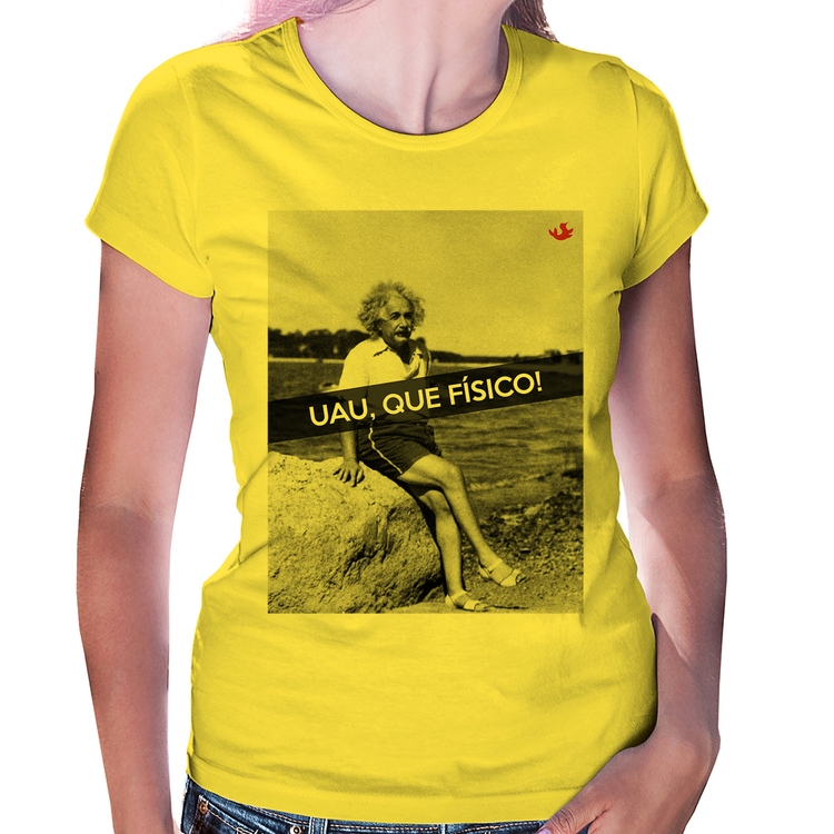 Baby Look Uau, que físico - Amarela