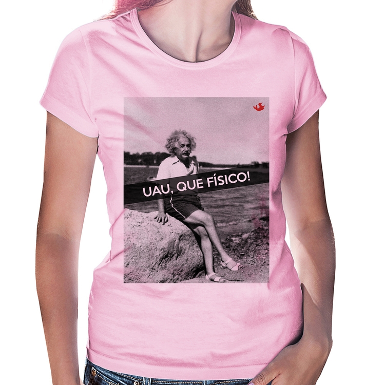 Baby Look Uau, que físico - Rosa Bebê