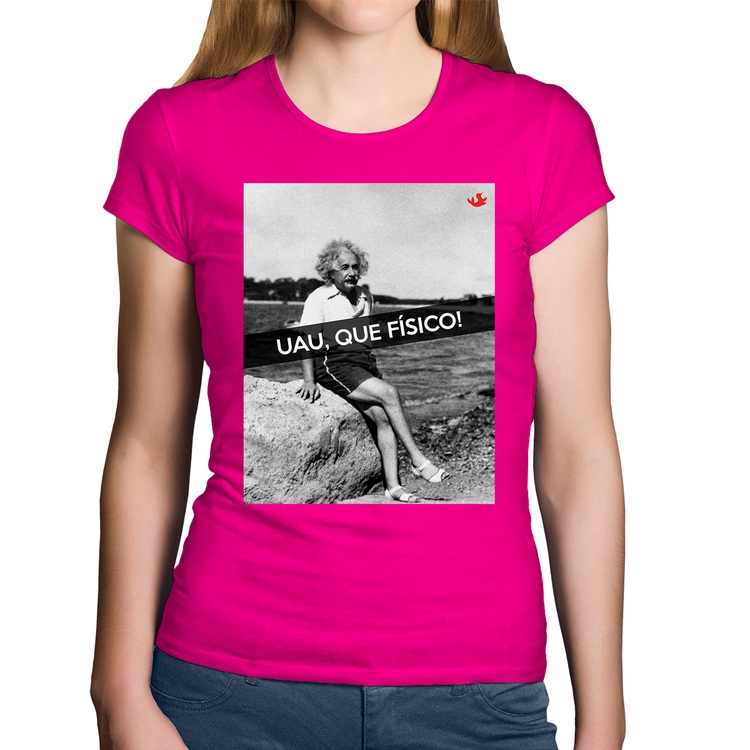 Baby Look Algodão Uau, que físico - Rosa