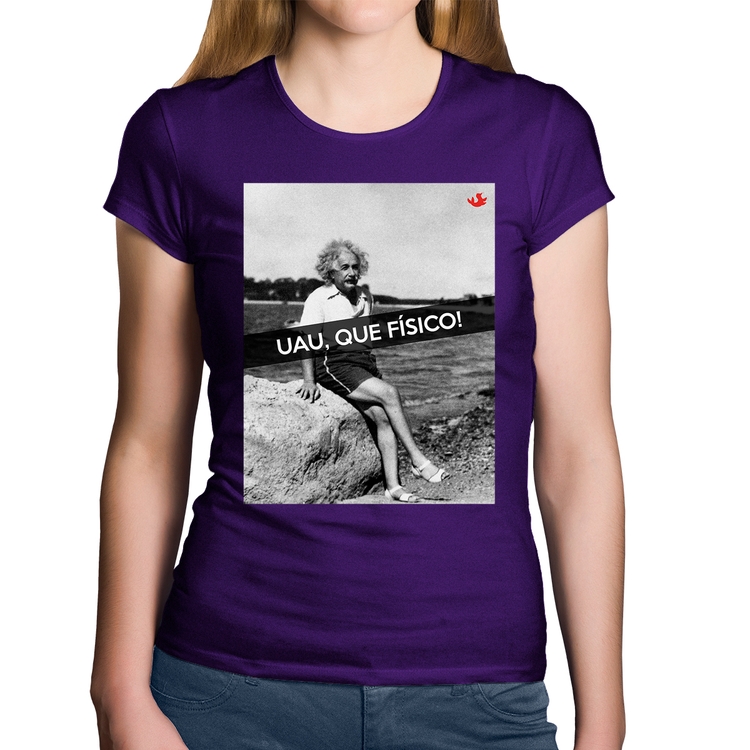 Baby Look Algodão Uau, que físico - Roxa