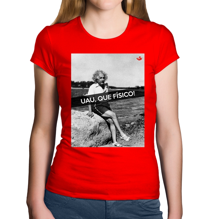 Baby Look Algodão Uau, que físico - Vermelha