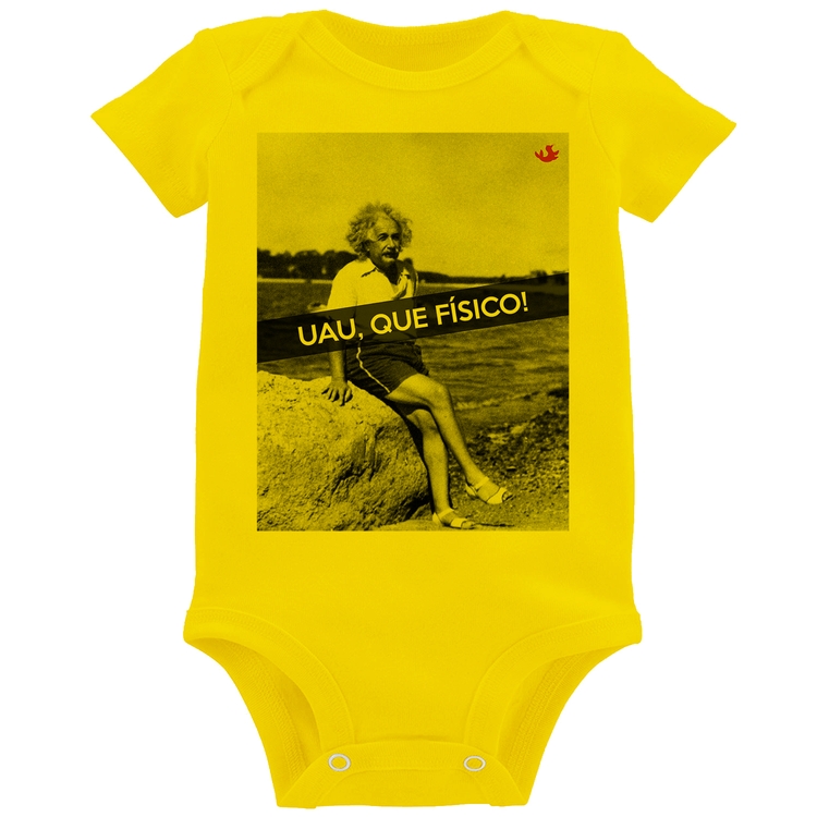 Body Bebê Uau, que físico - Amarelo
