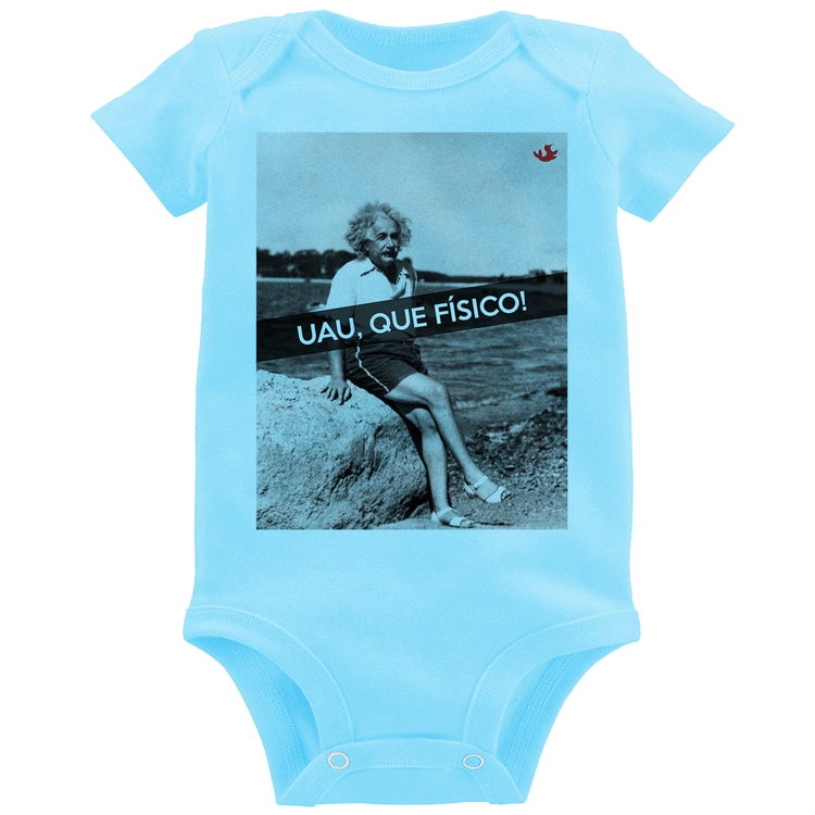 Body Bebê Uau, que físico - Azul Bebê