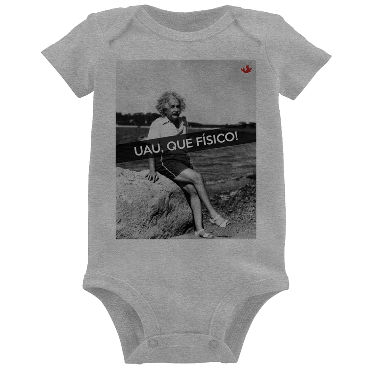 Body Bebê Uau, que físico - Cinza