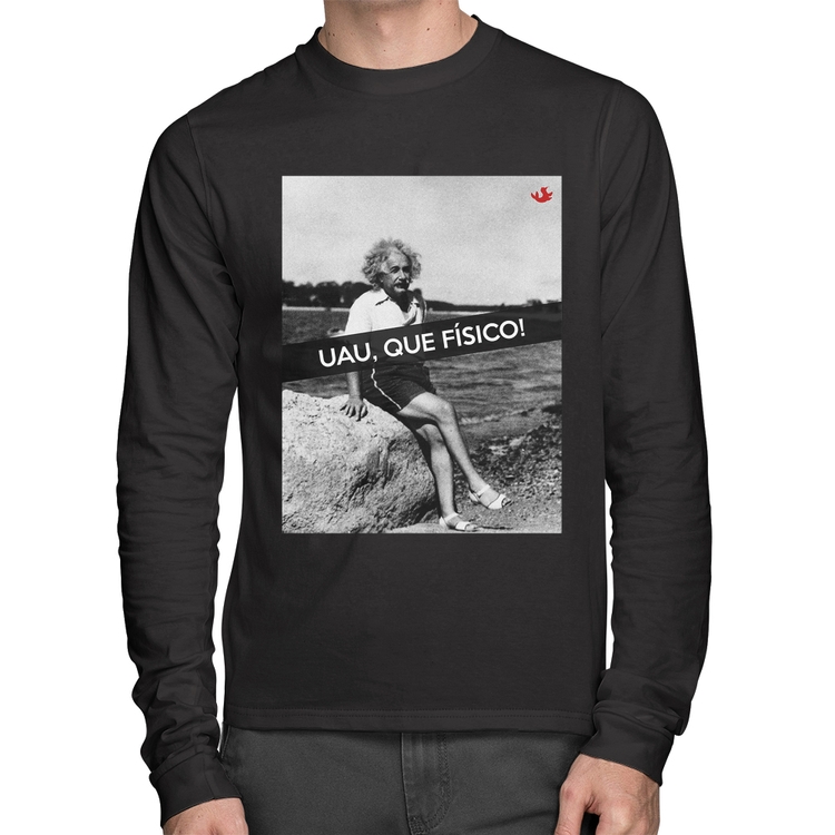 Camiseta Algodão Uau, que físico Manga Longa