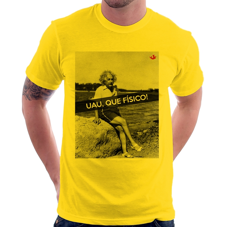 Camiseta Uau, que físico - Amarela