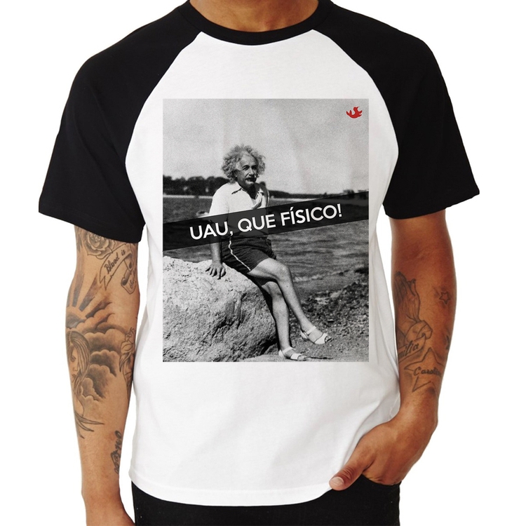 Camiseta Raglan Uau, que físico
