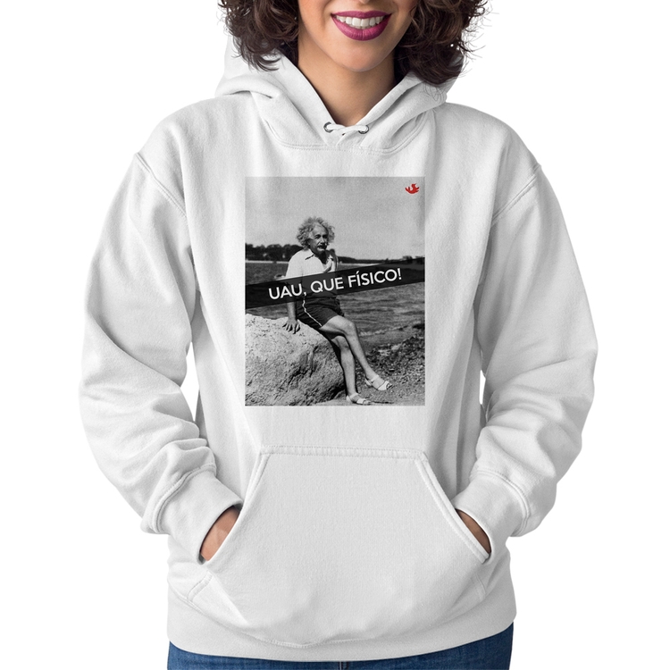 Moletom Feminino Uau, que físico - Branco