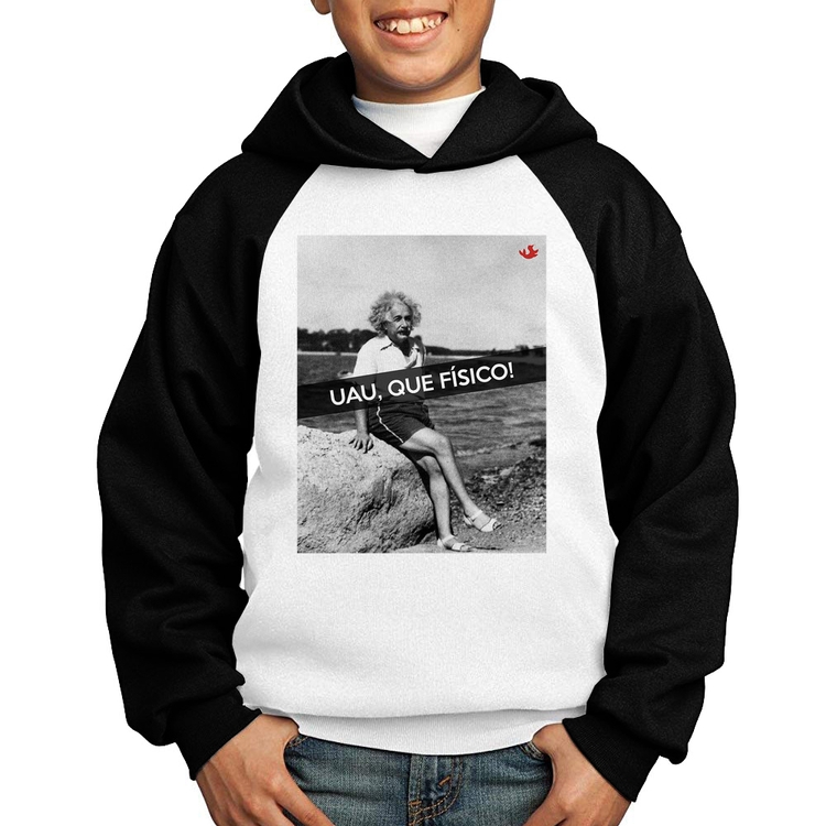 Moletom Infantil Uau, que físico - Branco/Preto