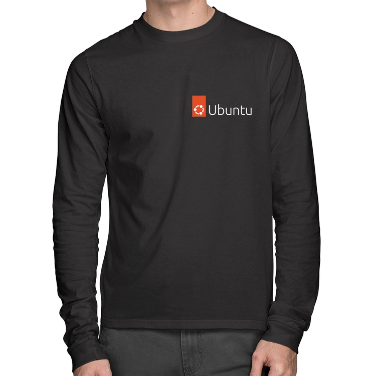 Camiseta Algodão Ubuntu Linux Manga Longa