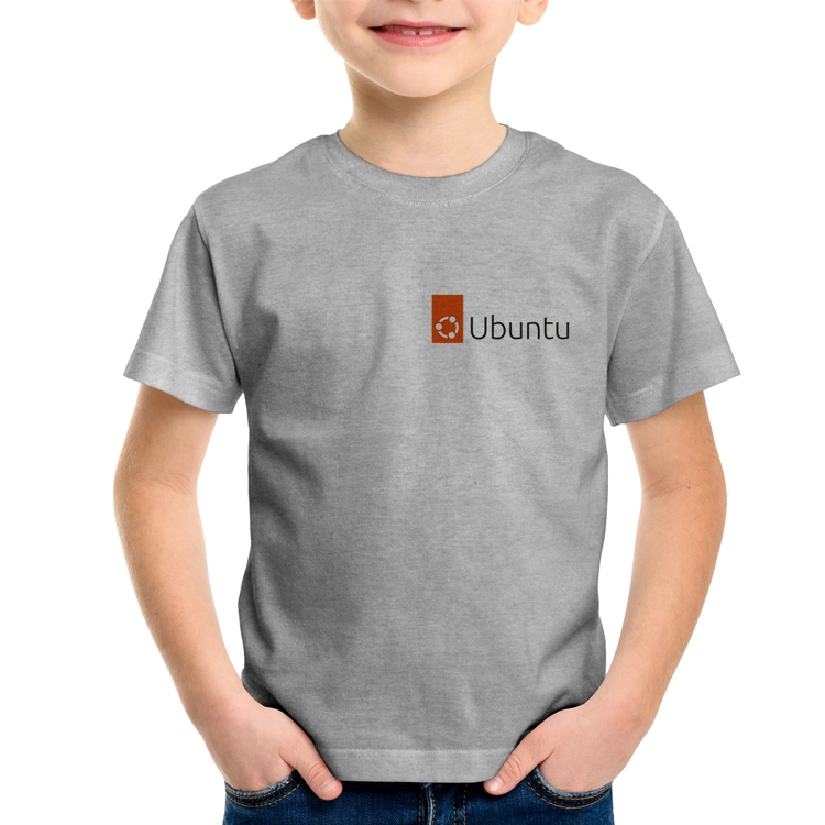 Camiseta Infantil Ubuntu Linux - Cinza