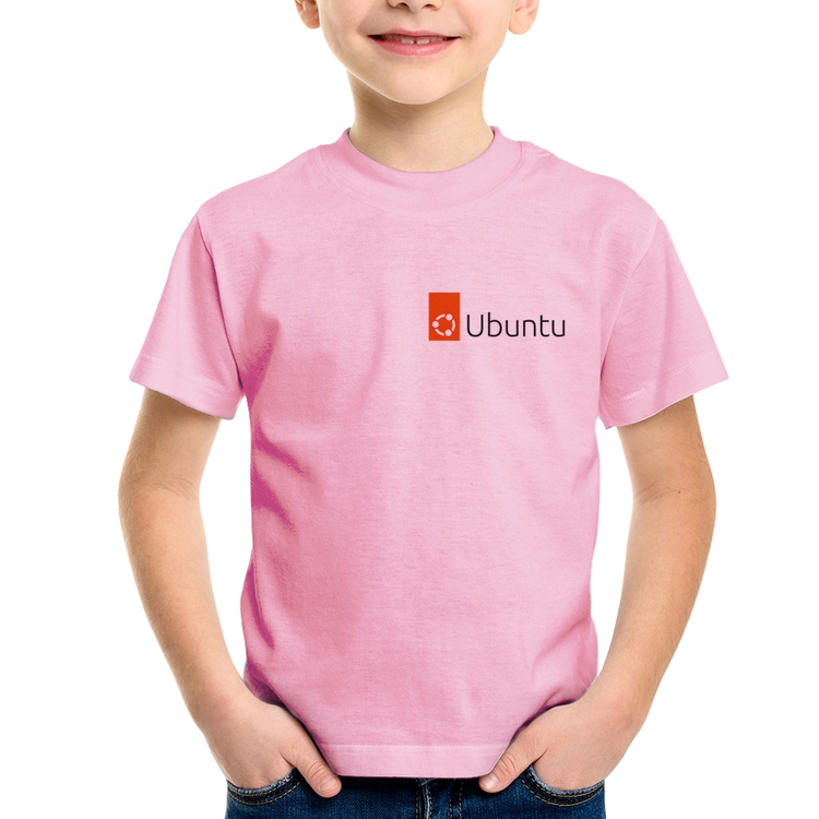 Camiseta Infantil Ubuntu Linux - Rosa Bebê