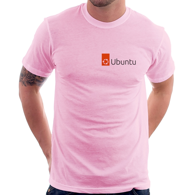 Camiseta Ubuntu Linux - Rosa Bebê