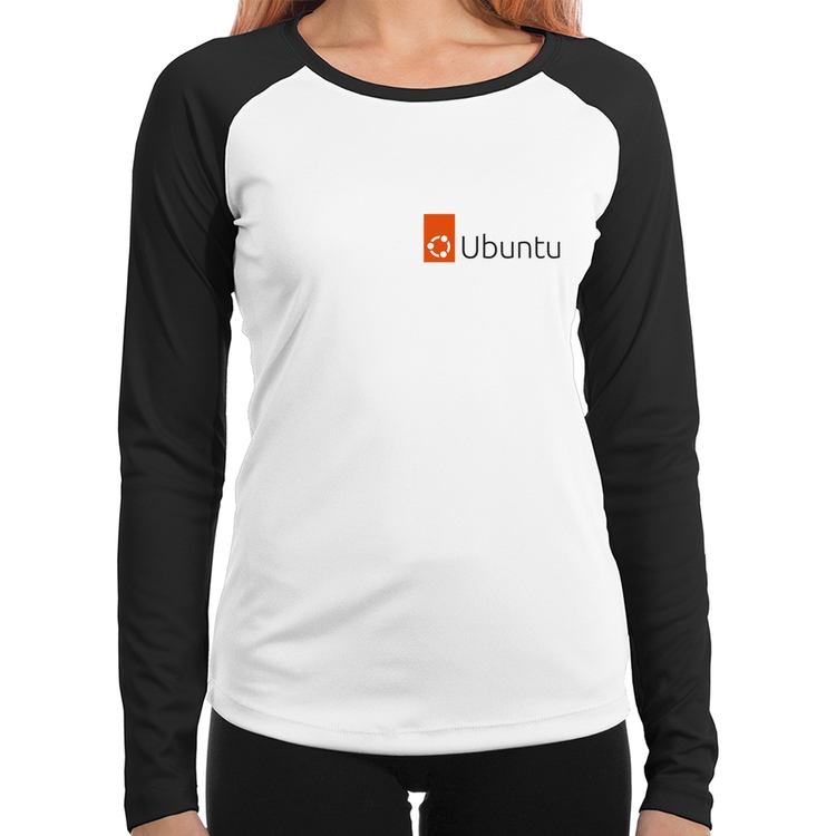 Baby Look Raglan Ubuntu Linux Manga Longa