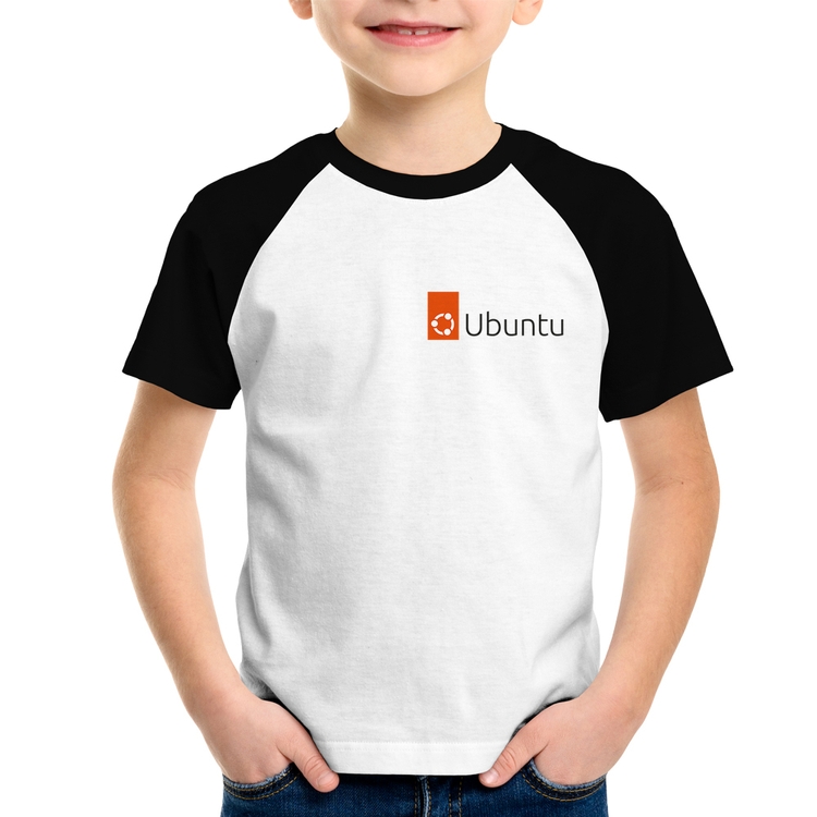 Camiseta Raglan Infantil Ubuntu Linux