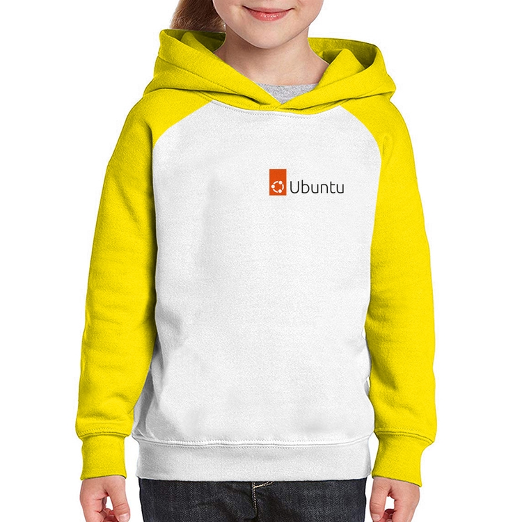 Moletom Infantil Ubuntu Linux - Branco/Amarelo